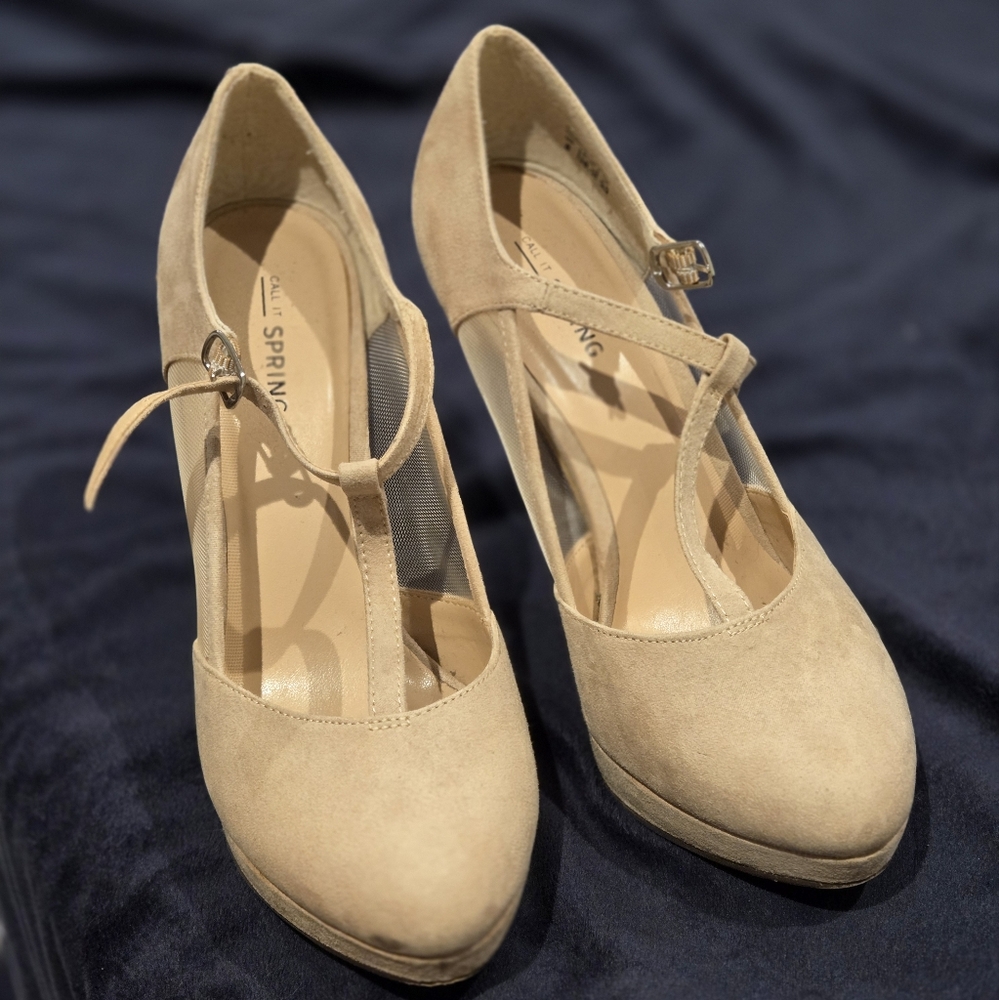 Call It Spring Women's Tan Mesh Heels